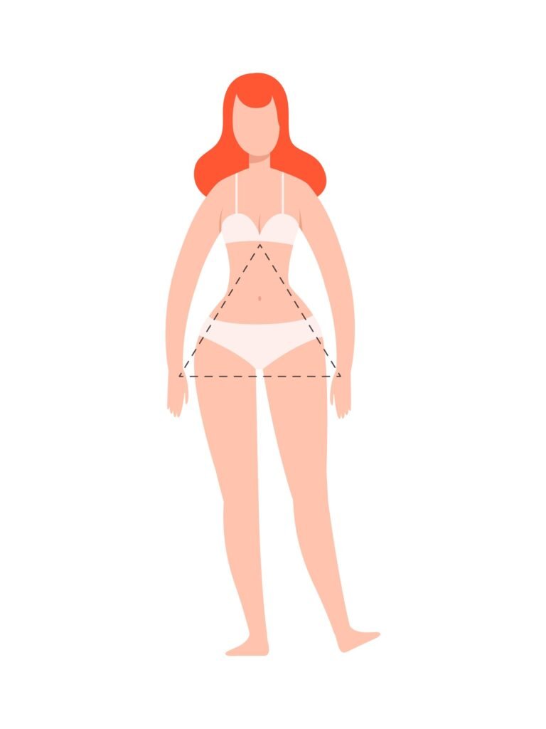 Illustration of the Triangle Female body shape. 