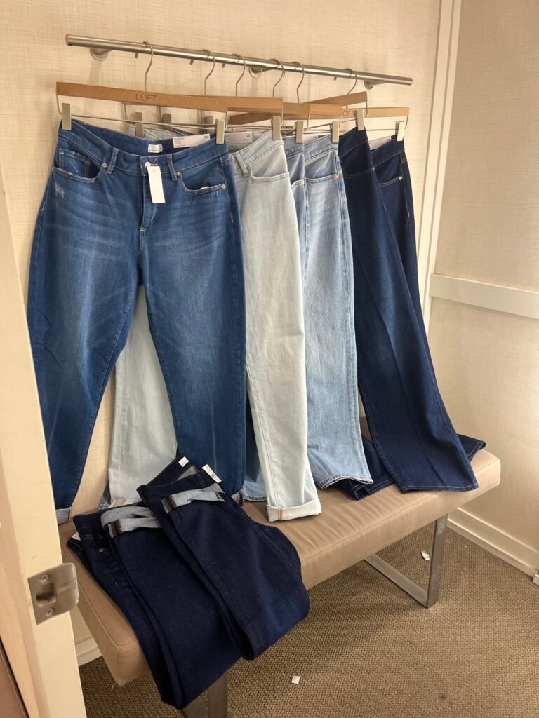 pants in the fitting room
